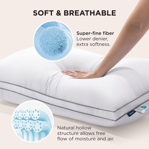 Bedsure Queen Pillows Set of 2 - Fluffy Hotel Quality Pillows with Gusseted Support for All Sleepers