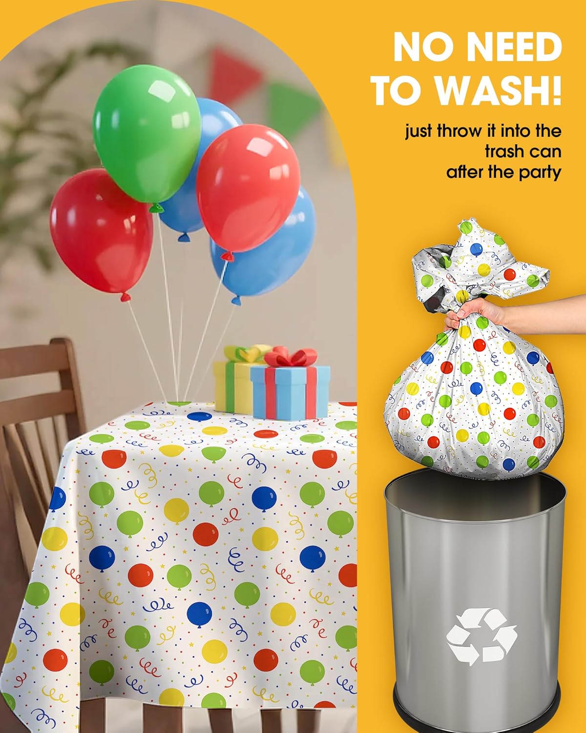 Niuara Rectangle Tablecloth - 54'' x 108'' Disposable Plastic Cover for Holiday Parties | 4-Pack