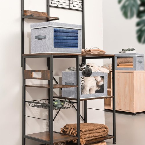 Homsorout Storage Baskets - 4 Pack Large Fabric Organizer Bins with Lids for Closet & Living Room