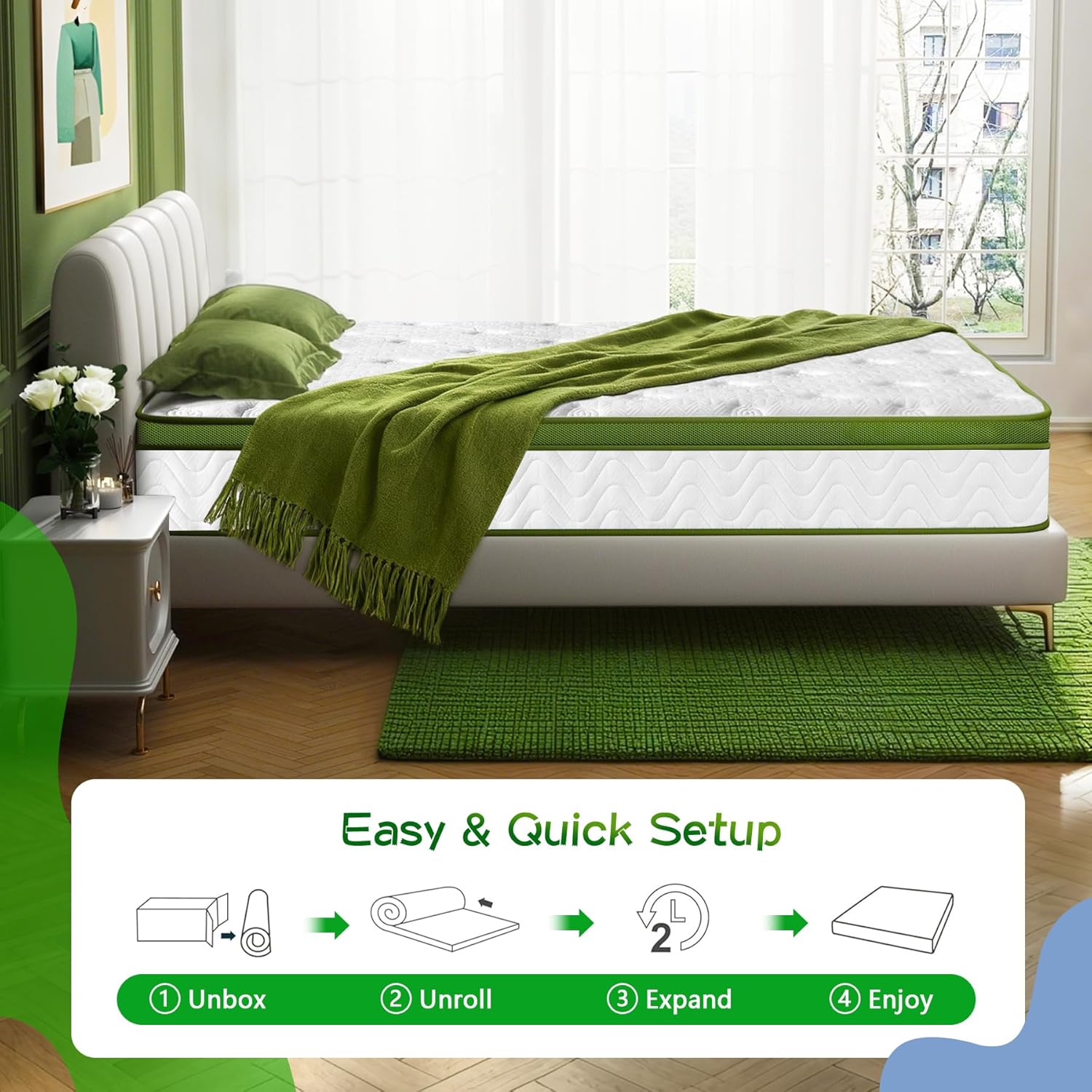 Skiennix Twin Mattress - 10 Inch Memory Foam Hybrid with Pocket Springs | Medium Firm, Pressure Relief