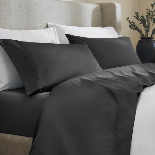 SUPERIOR Polka Dot Sheet Set, Cotton Blend Bedding Sets, Soft and Wrinkle Resistant Sheets with Deep Fitting Pockets - Twin, Black