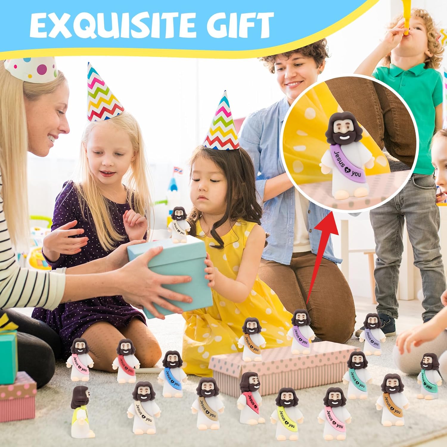 YuDanae Jesus Loves You Figures - 100pcs Baby Jesus Party Favors for Baptism & Easter Crafts