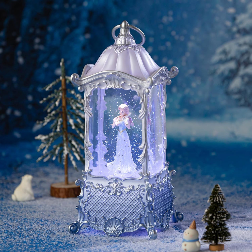 Snow Globe Lantern - Violin Girl Music Box with LED Light | Shatterproof, 8 Songs, USB/Battery Powered, Silver