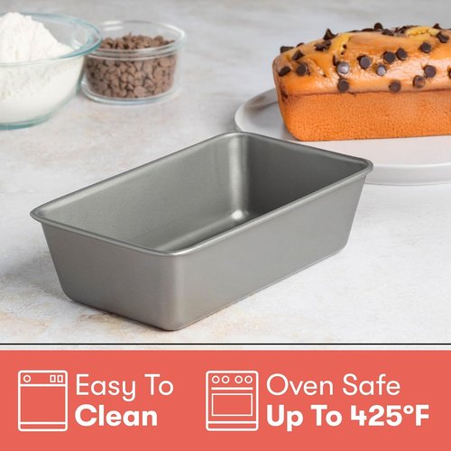 Cooking Light Heavy Duty Nonstick Carbon Steel Bread Pan - PFOA-Free, Dishwasher & Oven Safe, 9.25" x 5.25", Gray