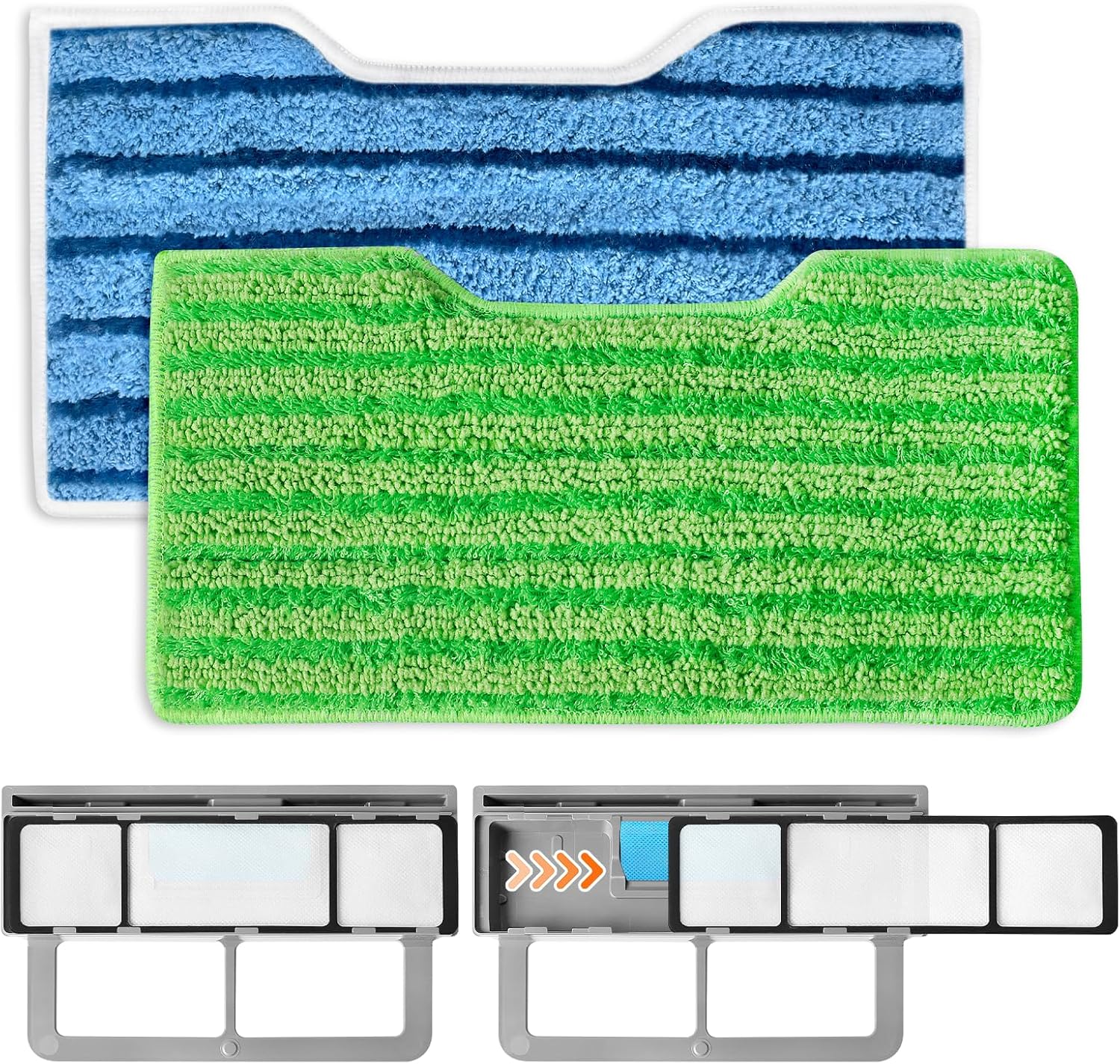 Shark Reusable Vacuum Mop Pads - Upgraded Dirt Chamber Design | 1+1+2 Pack Compatibility