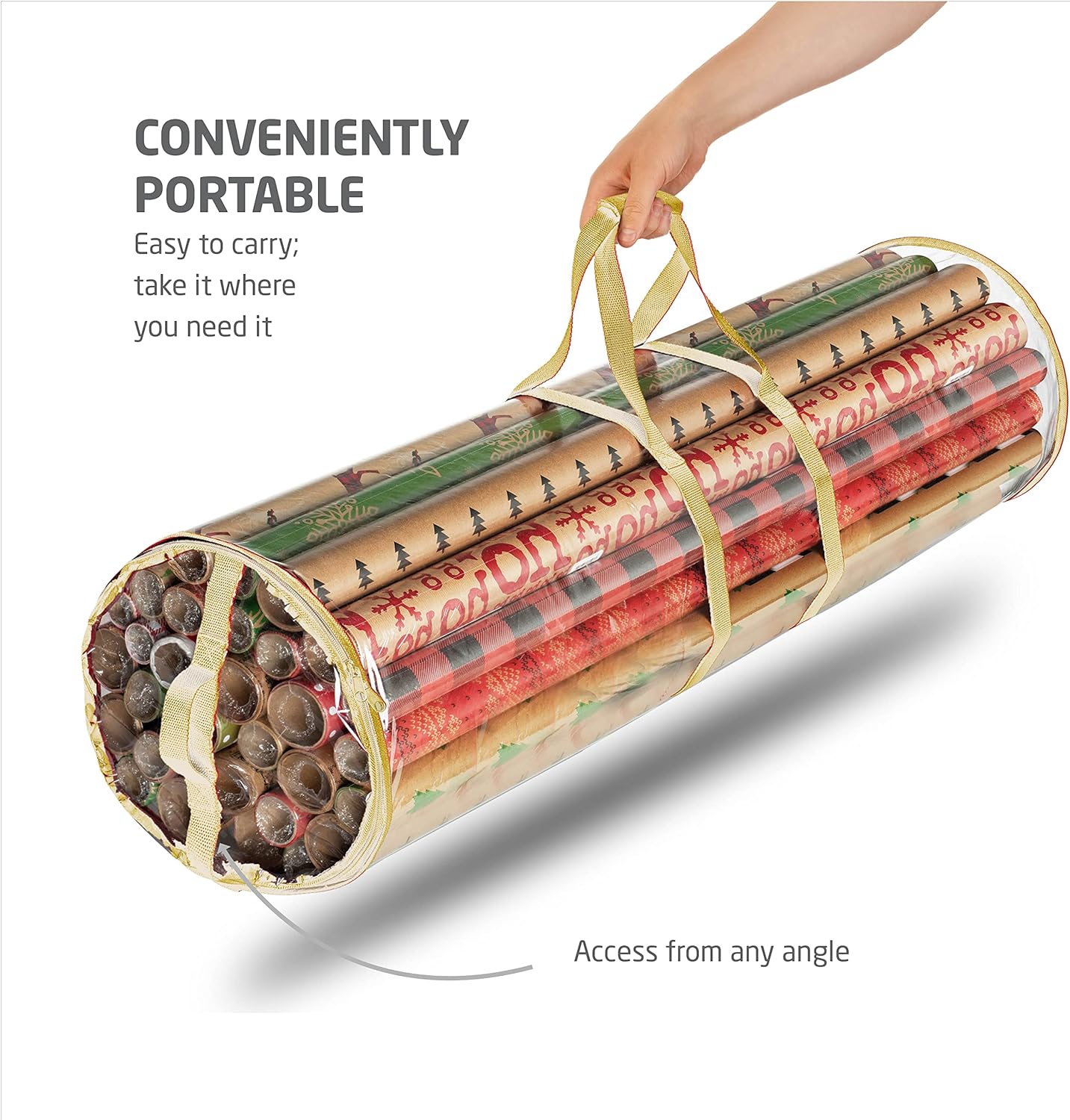 ZOBER Wrapping Paper Storage Container - 40-Inch Waterproof Organizer for 25 Rolls