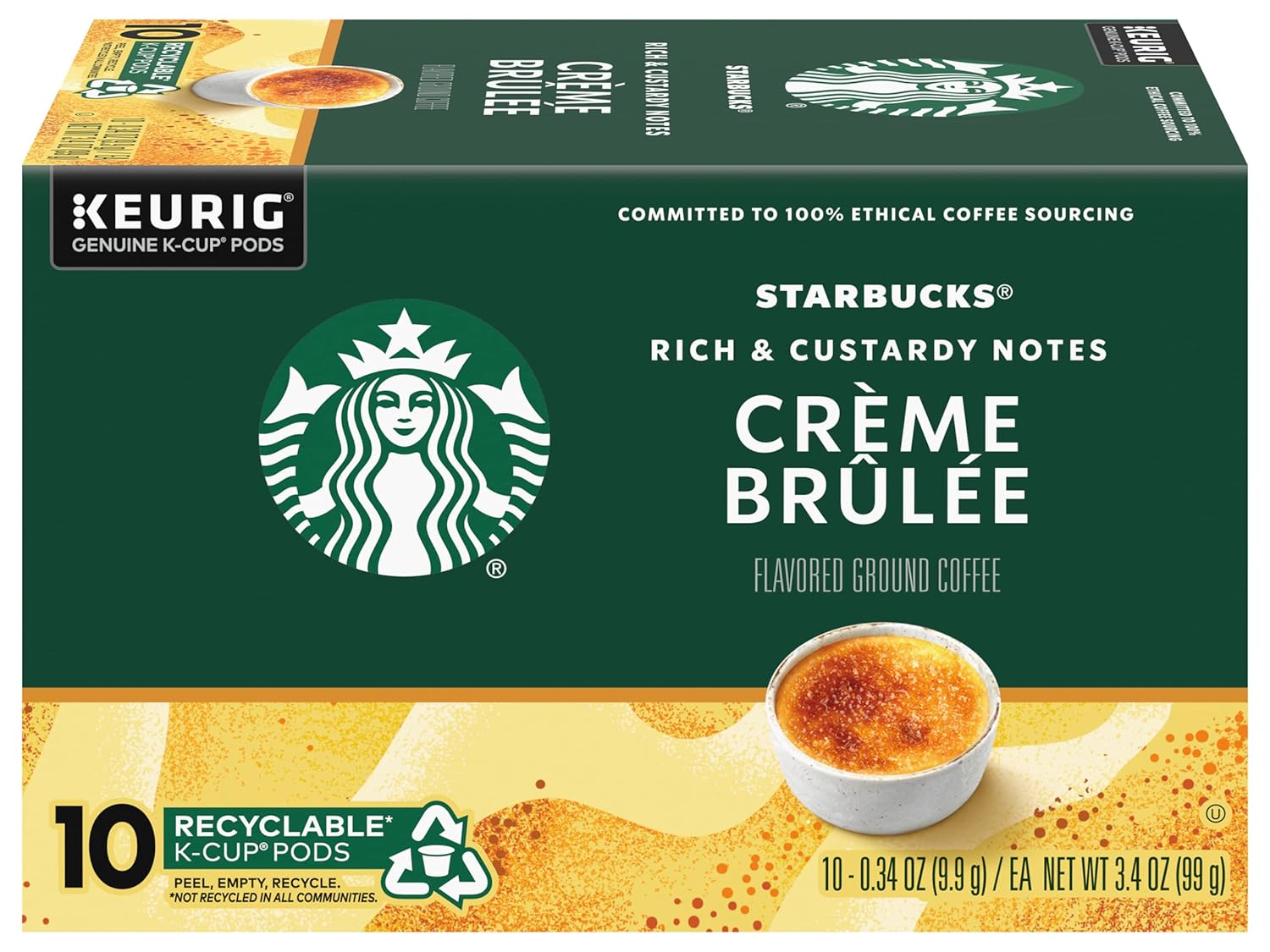 Starbucks Crème Brulée Coffee Pods - Blonde Roast for Keurig Brewers, 10 Count | Pack of 2