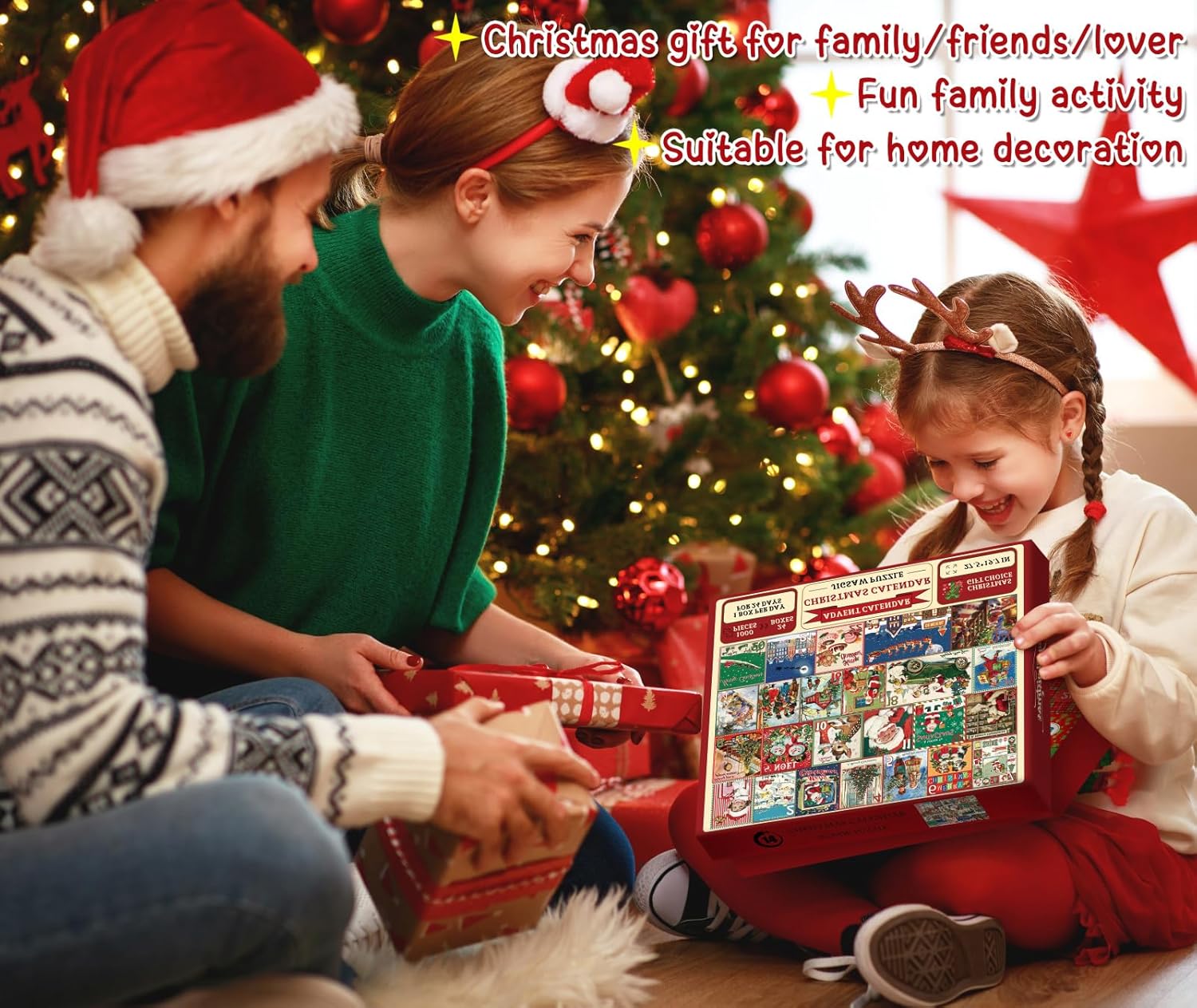 Skiennix Christmas Advent Calendar Puzzle - 1000 Piece Holiday Countdown Jigsaw for Adults