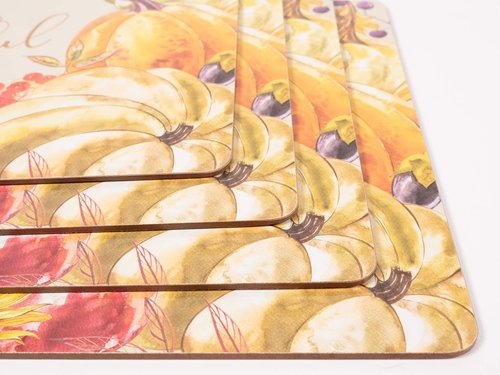 KAF Home Cork Placemats 16 x 12-Inch Set of 4 (Thankful Veggies)