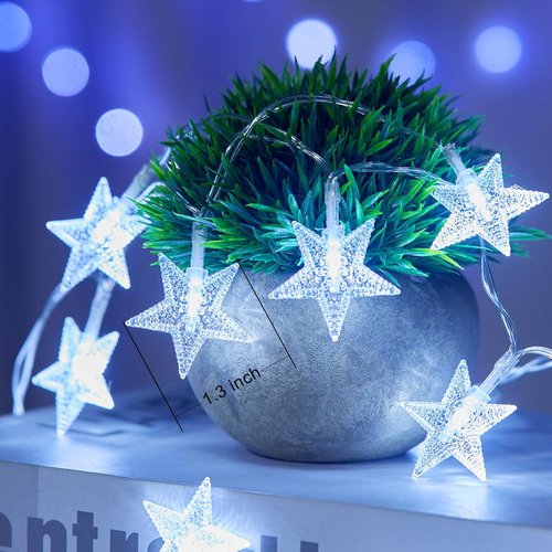 Minetom Star String Lights - 50 LED Battery Operated Fairy Lights, Waterproof 17 ft for Indoor & Outdoor Decor