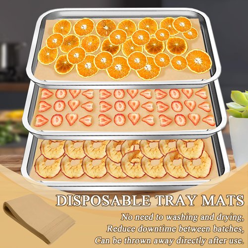 200 PCS Freeze Dryer Tray Mats for Harvest Right Freeze Dryer Trays, Non-Stick Baking Mats One-Off Parchment Paper Compatible with Harvest Right Freeze Dryer Trays (Medium - 17" x 6.8")