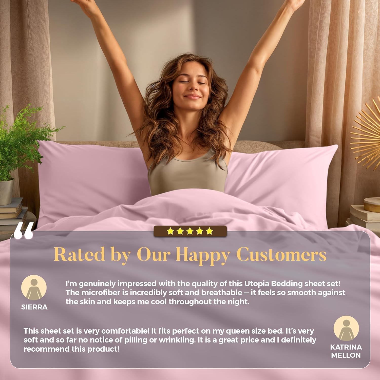 Utopia Bedding King Size Sheet Set - Soft, Breathable Microfiber | 4-Piece in Crystal Pink