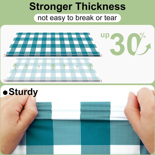 misaya 6 Packs Buffalo Disposable Table Cloth, 54 x 108 Inch Waterproof Plastic Tablecloth, Rectangle Turquoise and White Checkered Table Covers for Picnic, Birthday, Party