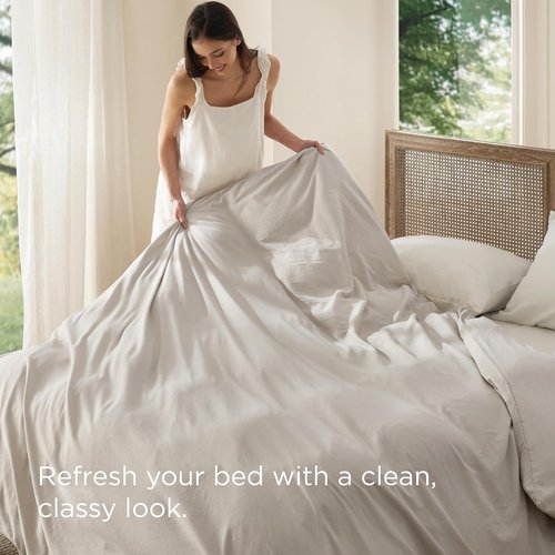 Bedsure Twin Duvet Cover - Extra Soft Prewashed Cotton-Like Polyester, 68x90 Inches, Zipper Closure, Linen