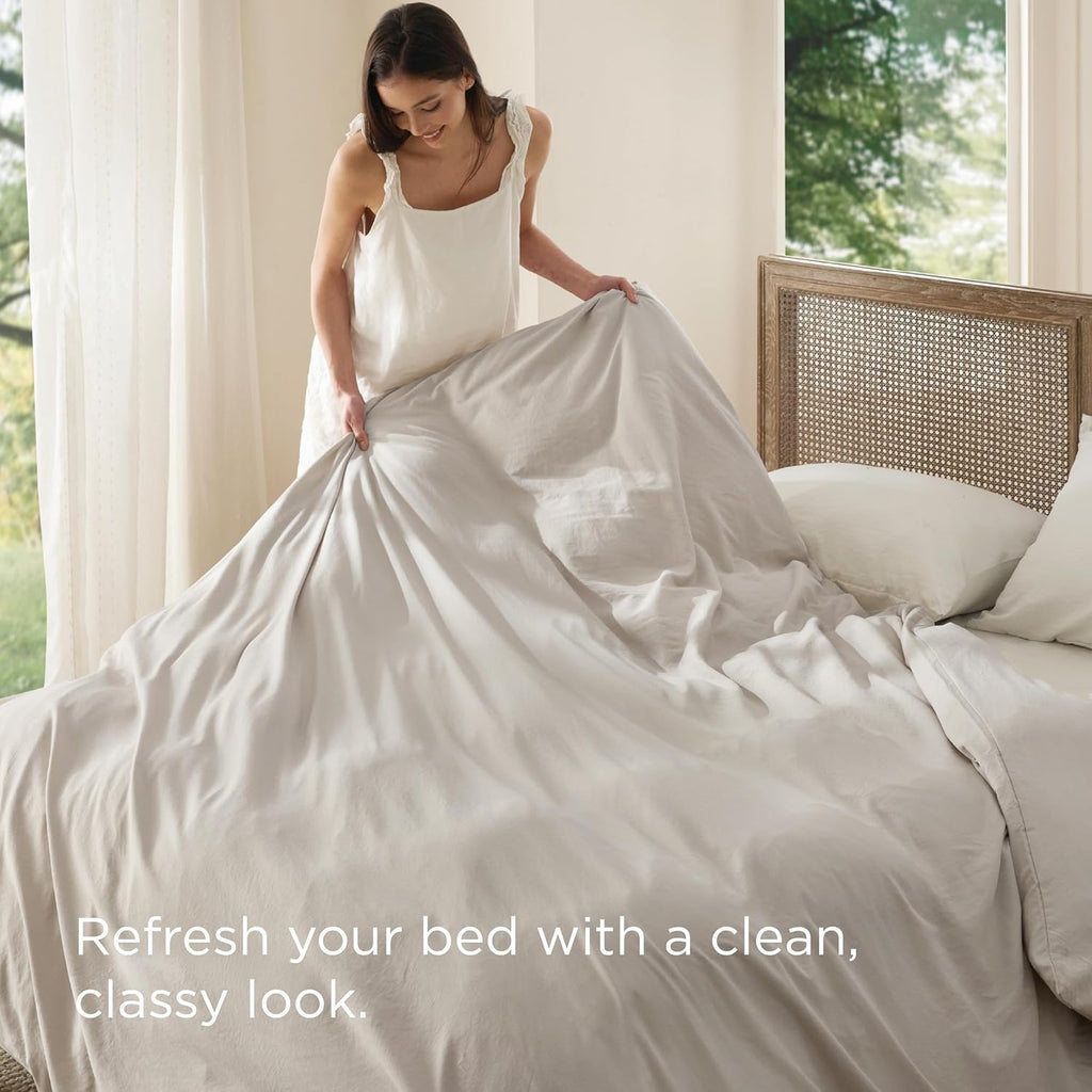 Bedsure California King Duvet Cover - Soft Prewashed Cotton-Like Polyester, 104x98 Inches, Zipper Closure