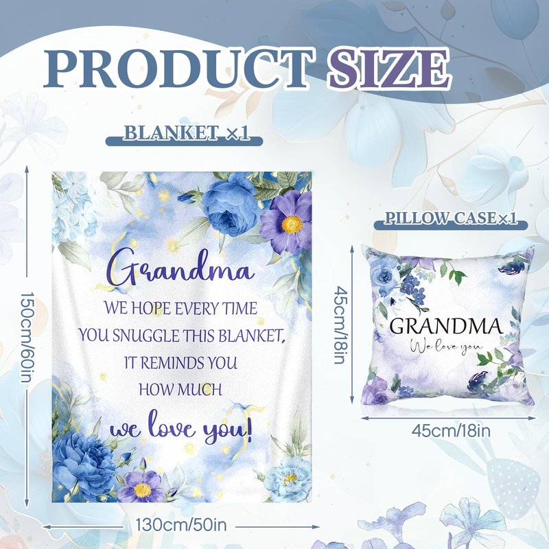 Paterr 10 Pcs Gifts for Grandma– Mothers Day, Birthday Gift Include Canvas Tote Bag 16oz Glass Cup Socks Blanket(Grandma)