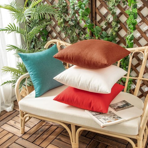 Woaboy Set of 2 Outdoor Waterproof Throw Pillow Covers Rust Decorative Farmhouse Pillowcase Solid Fall Cushion Cases for Patio Tent Balcony Couch Sofa Car 12x20 inch