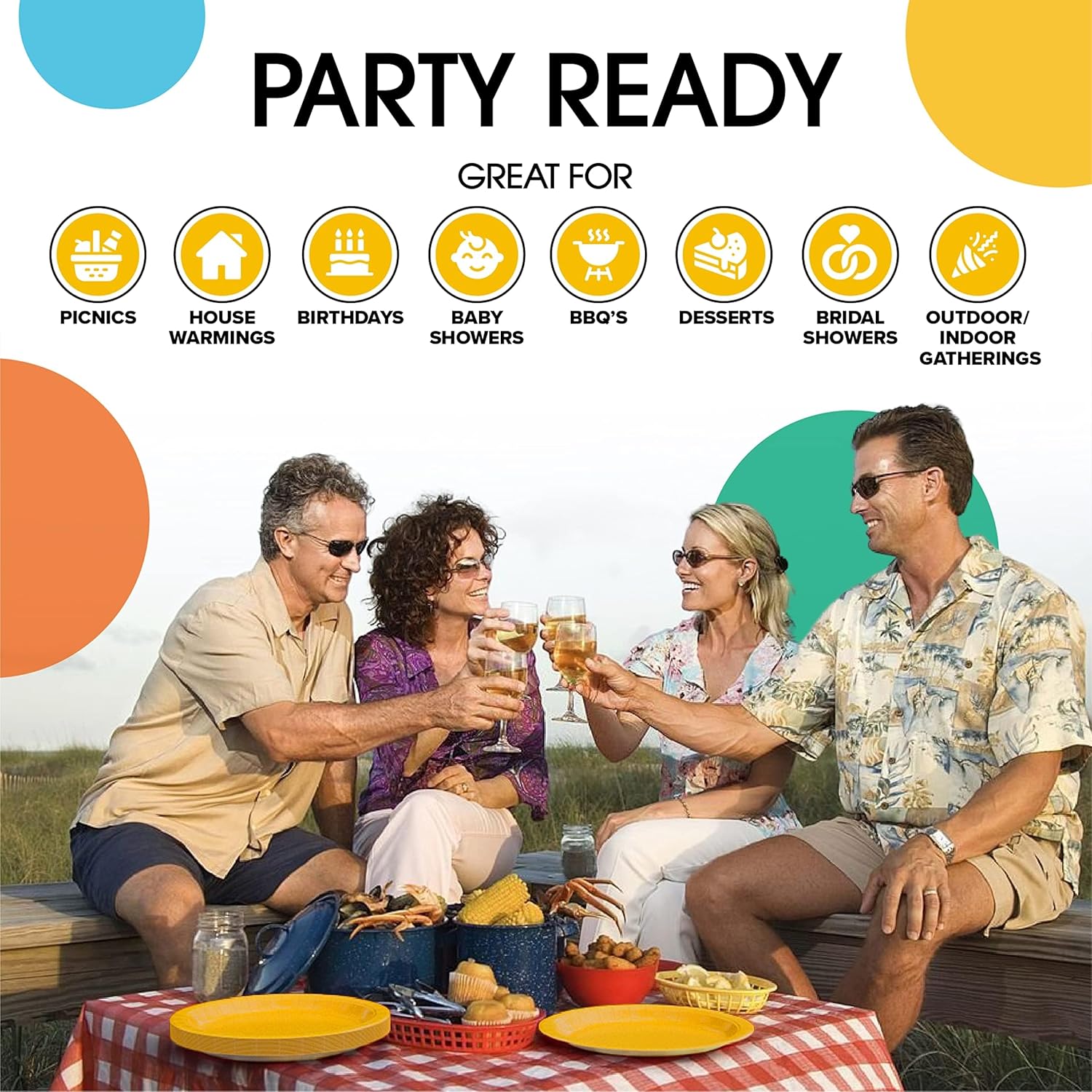 Skiennix Yellow Disposable Paper Plates - Heavy Duty 9-Inch, 100 Pcs for Parties & Birthdays