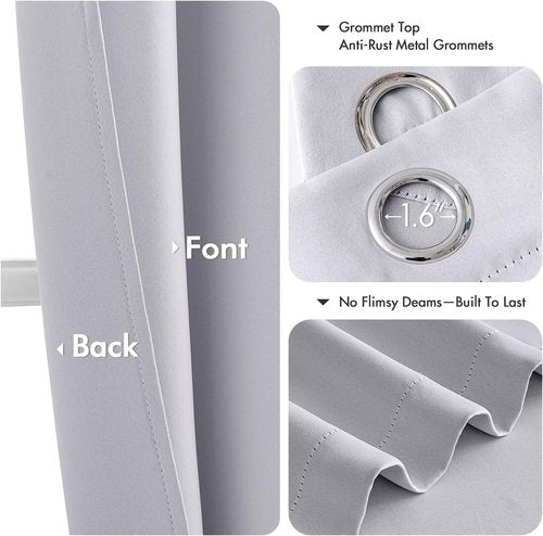 MIULEE Blackout Curtains - Thermal Insulated Room Darkening Drapes | 40 x 54 Inches, Greyish White, 2 Panels