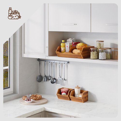 HOLANA Acacia Wood Potato and Onion Storage Bin, Potato Storage, Pantry Baskets, Vegetable Storage, Onion and Potato Storage Bins, Wooden Pantry Bins, Stackable Potato Bins (Patent Pending)