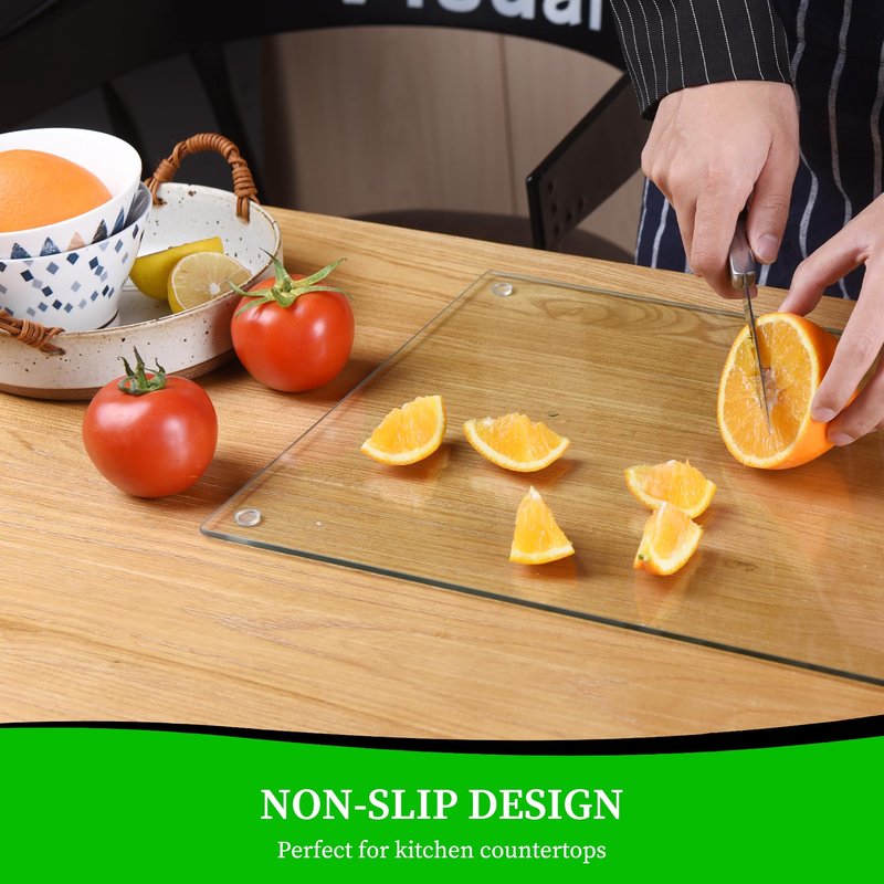 Tempered Glass Cutting Board for Kitchen, Clear Cutting Board for Countertop, Dishwasher Safe, Scratch Resistant, Heat Resistant, Shatter Resistant (16"x12" & 12"x8")