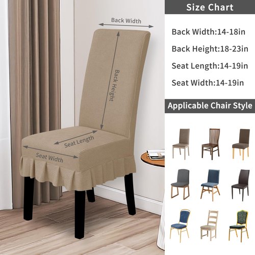 Easy-Going Dining Chair Covers Stretch Parsons Chair Slipcover with Skirt Chair Covers for Dining Room Restaurant Banquet (6 PCS, Khaki)