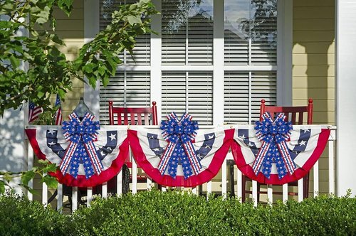 Hying Patriotic Wreath Bows - Large 4th of July Red & Blue Stripe Burlap Bows | Memorial Day Decor