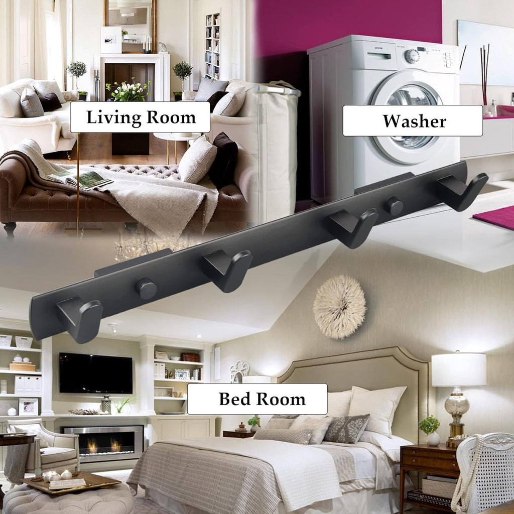 ULIBERMAGNET Magnetic Hooks - Heavy Duty Magnetic Hanger for Coats, Towels & Bags | Matte Black, 4 Hooks