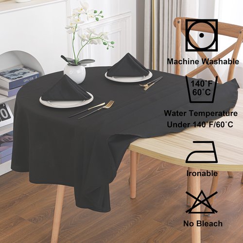 Viiamacki Black Oval Tablecloth, 60 x 84 Inch, Stain and Wrinkle Resistant Machine Washable Polyester Table Cloth, Fabric Table Cover for Dining Buffet Party and Outdoor Table