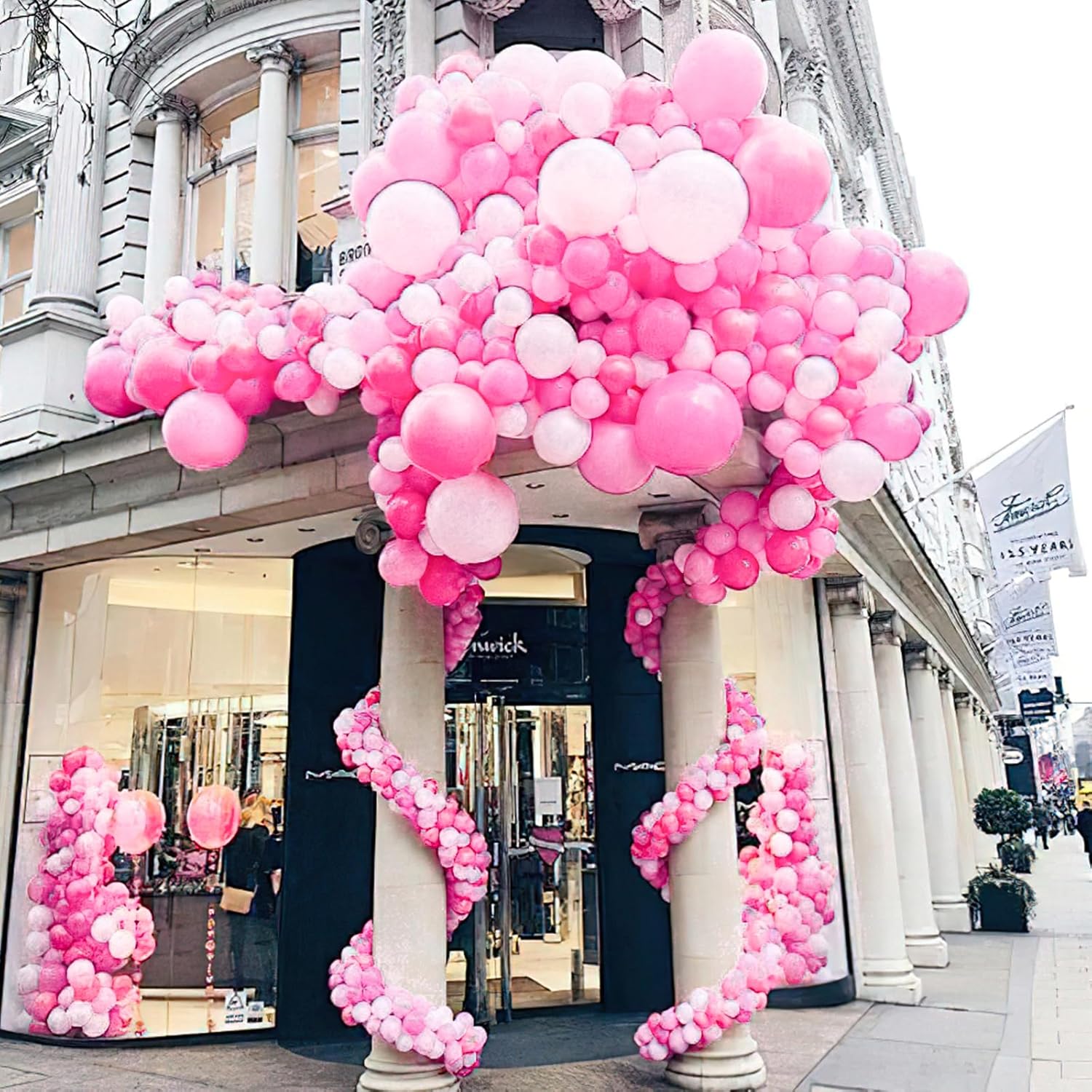 PartyWoo Pink Balloons - 127-Piece Matte Pink Balloon Arch Kit for Baby Showers & Parties | Various Sizes