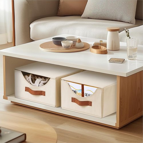 Homsorout Stackable Storage Drawers - Collapsible 4-Pack Fabric Organizers for Closet & Bedroom | Beige