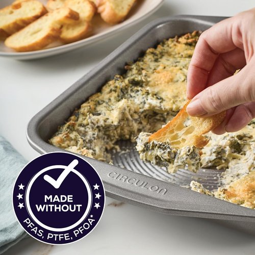 Circulon 51135 Nonstick Baking Pan | 9-Inch Square Cake Pan in Gray for Effortless Baking