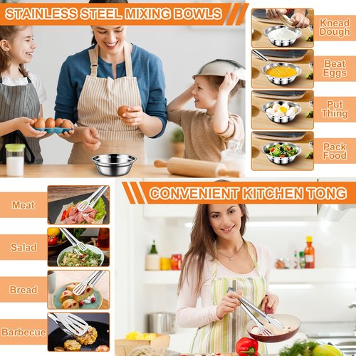 2L Stainless Steel Oil Filter Pot, 2 in 1 Oil Strainer Pot, Bacon Grease Saver with Strainer, Frying Basket, Filter, Mixing Bowls and Clip, Versatile Bacon Grease Container for Kitchen Storing Grease