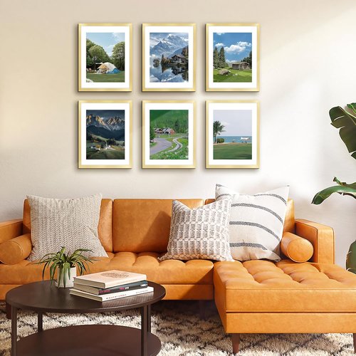 FIXSMITH 11x14 Picture Frame Set of 2 - HD Plexiglass for 8x10 or 11x14 Photos | Elegant Gold Collage Wall Decor