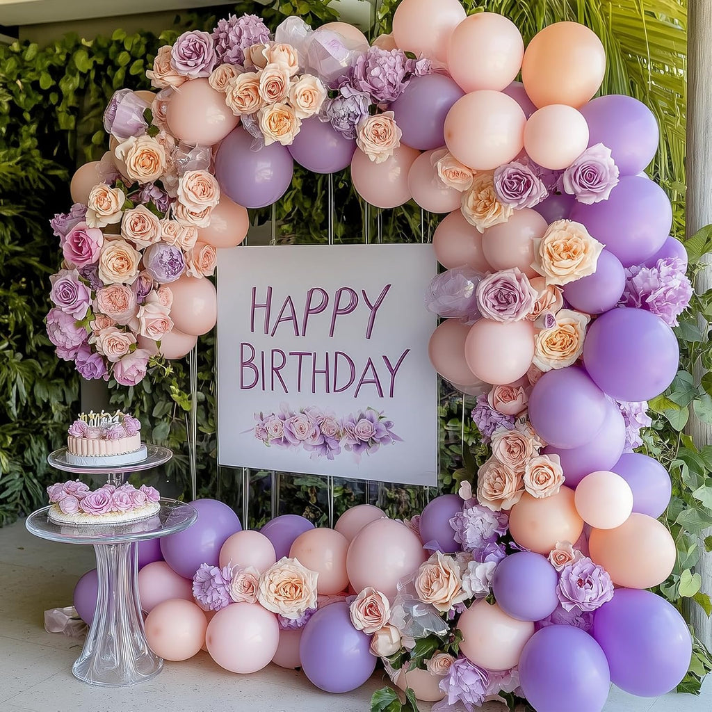 RUBFAC Pastel Purple Balloon Arch Kit - 129pcs Light Lavender Balloons for Birthday & Party Decor