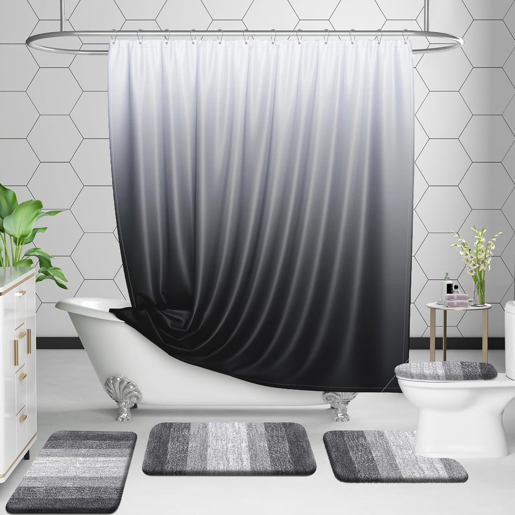 OLANLY Luxury U-Shaped Toilet Rugs - Extra Soft, Absorbent Microfiber Bath Mat, 24x20, Non-Slip, Grey