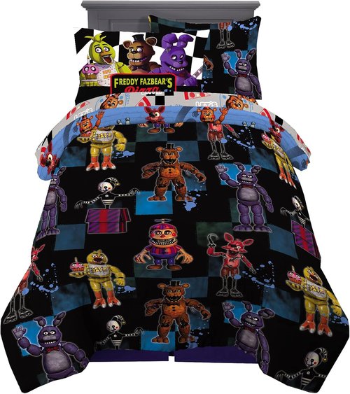 Franco Kids Bedding | Five Nights At Freddy's Super Soft Comforter & Sheet Set - Twin Size, 5 Pieces