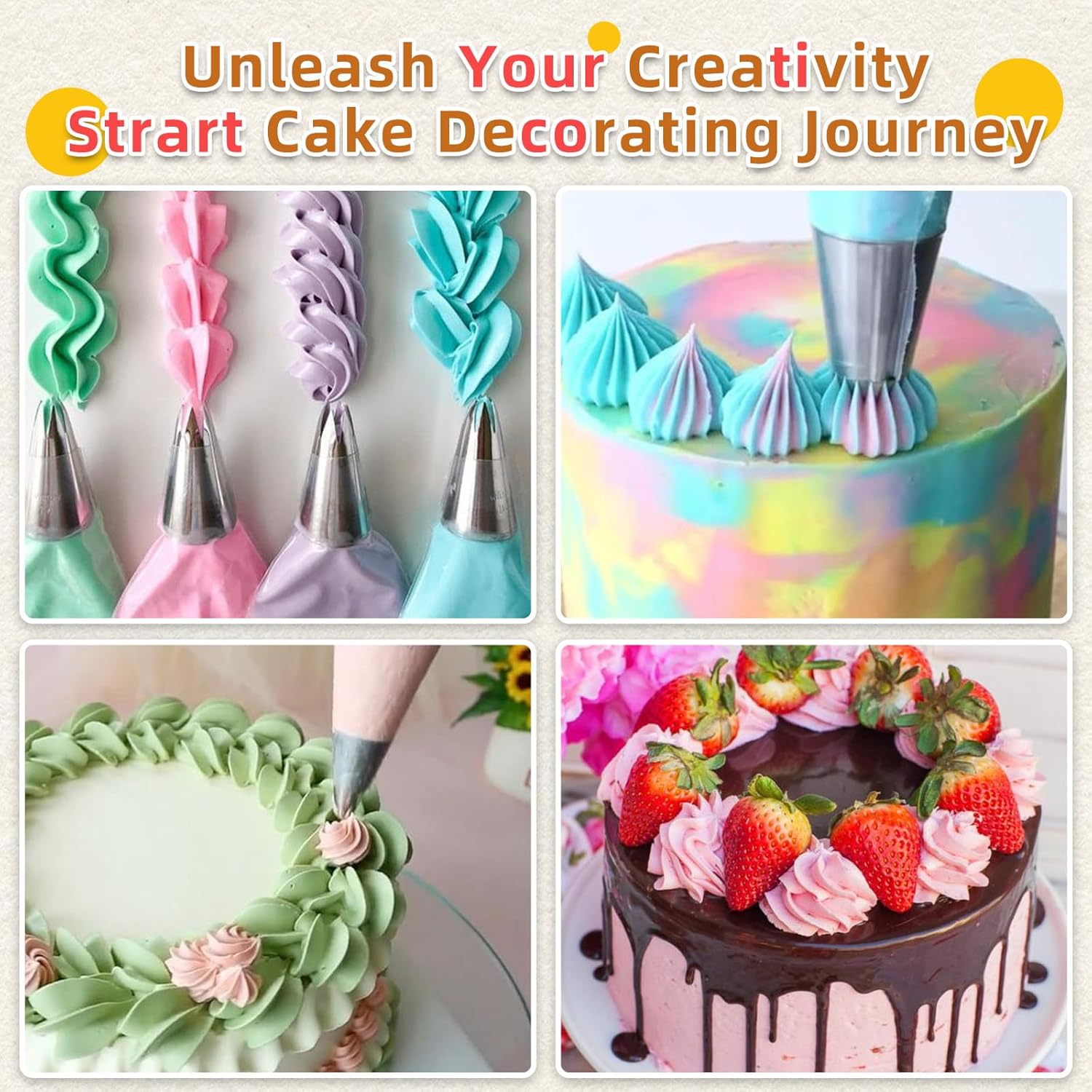 Skiennix 16-Inch Disposable Piping Bags - 50 Large Pastry Bags for Cake Decorating & Icing