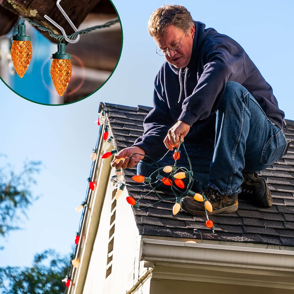 Skiennix 100-Count Metal Gutter Hooks - Durable Outdoor Christmas Light Hangers for Eaves & Fences