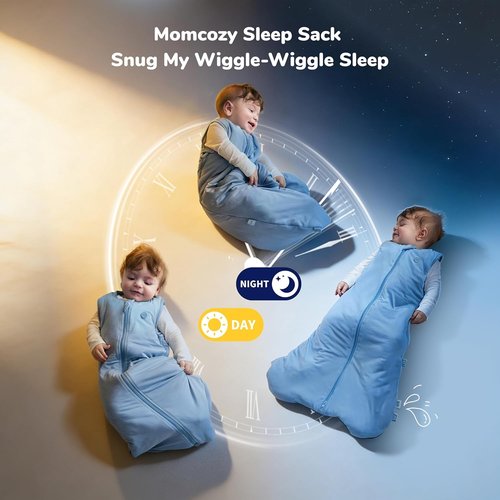 Momcozy Baby Sleep Sack - 1.5 TOG Wearable Blanket with Plush Filling & Two-Way Zipper | Small, Blue