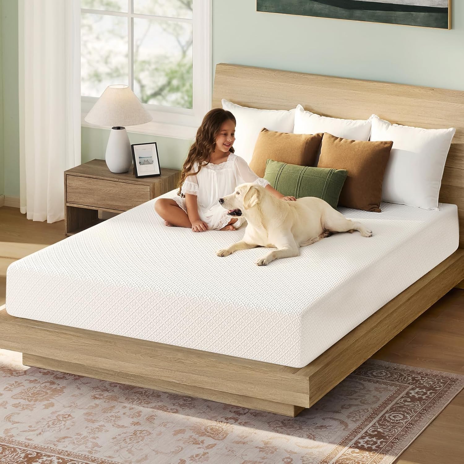 Rolanstar Twin Size Gel Memory Foam Mattress - 10 Inch, Breathable & Supportive, CertiPUR-US Certified, White
