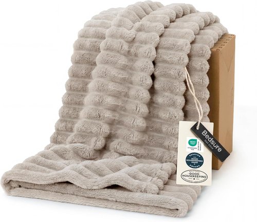 Bedsure GentleSoft Light Brown Throw Blanket - Cozy Fleece Blanket for Couch, 50x60 Inches