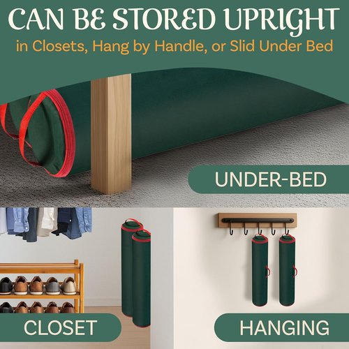 Elf Stor Wrapping Paper Storage Bags - Set of 2 Zippered Canvas Totes with Sturdy Handles | Fits Up to 40-Inch Rolls (Green)