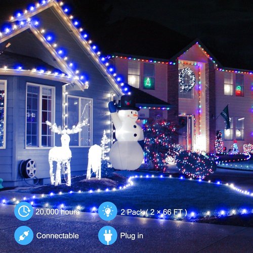 Brightown C9 LED Christmas String Lights - 200 LED Waterproof Outdoor Lights | 132ft Green Wire, 2 Pack