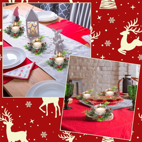 Dingion 12 Pcs Christmas Votive Candle Holder Set - Decorative Glass Tealight Holders for Holiday Table Centerpiece