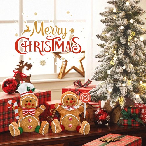 CRCZK Gingerbread Christmas Decorations - Plush Centerpieces for Festive Indoor Decor | Candy Cane Theme