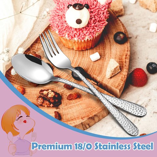 E-far Toddler Utensils Set - 10-Piece Stainless Steel Forks & Spoons | Safe, Non-Toxic Silverware for Self-Feeding
