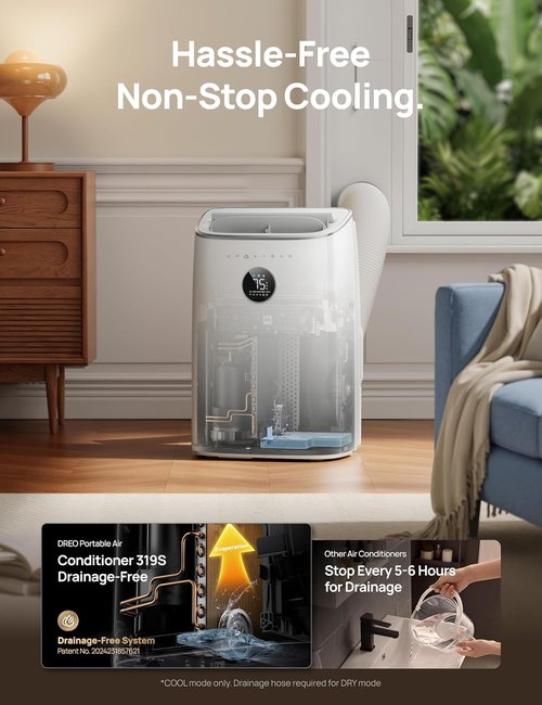 DREO 10,000 BTU Portable Air Conditioner - Quiet 45dB, Smart APP/Voice Control, 24h Timer, Dehumidifier