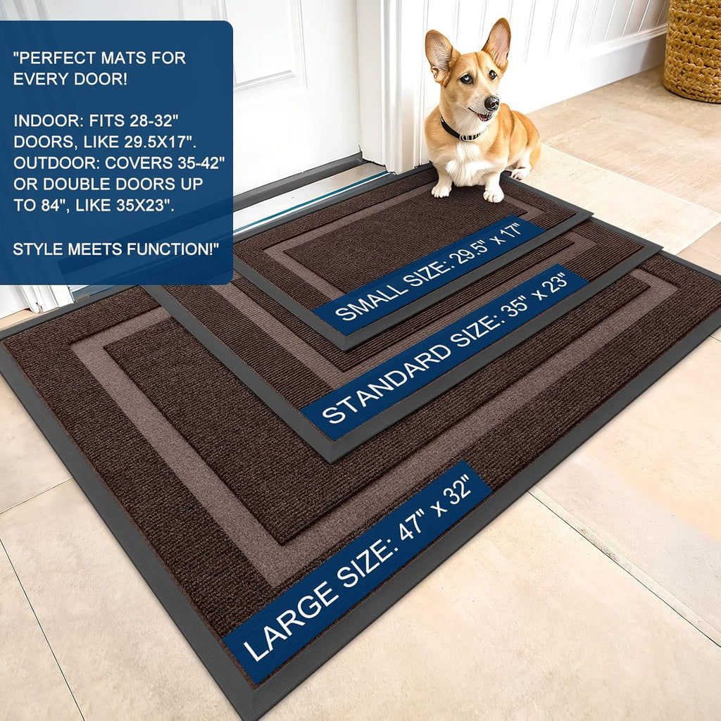 OLANLY Indoor Outdoor Front Door Mat - Waterproof All-Season Doormat, Easy Clean, 29.5x17, Dark Brown