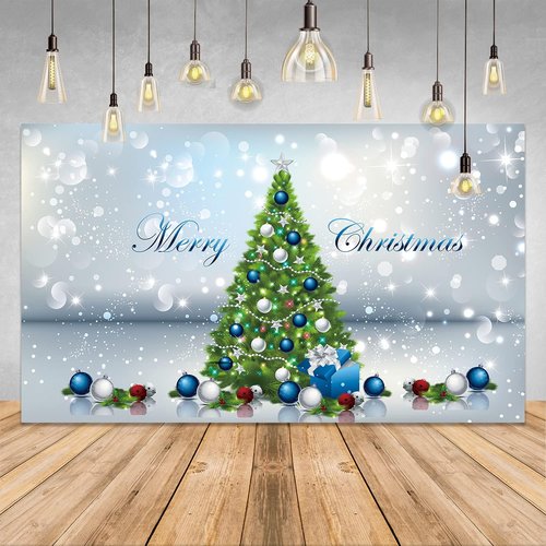 GOER 78-Inch Christmas Banner - Festive Party Decoration with Merry Christmas Design & Tree Print